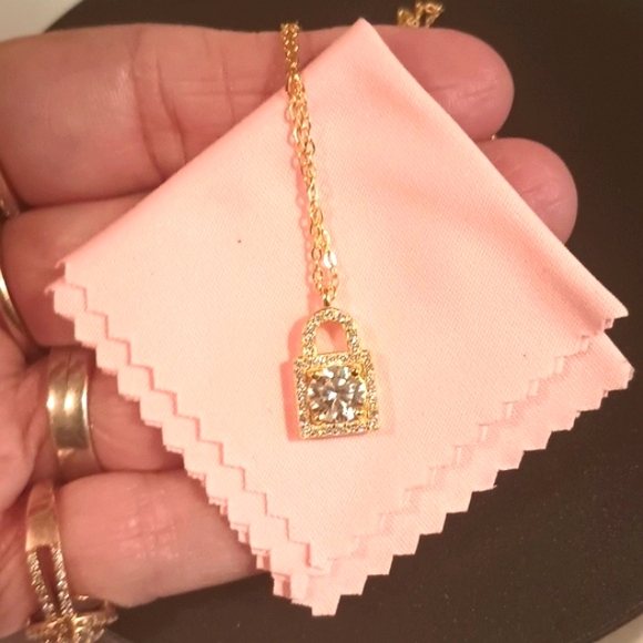 Certified 1ct. Moissanite Lock Necklace - Picture 10 of 14